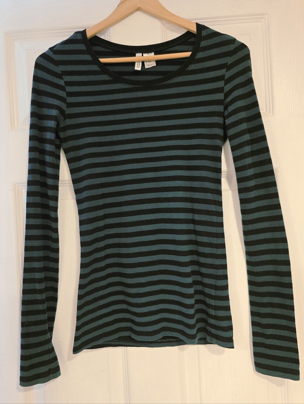 H&M Divided Green and Black Striped Top